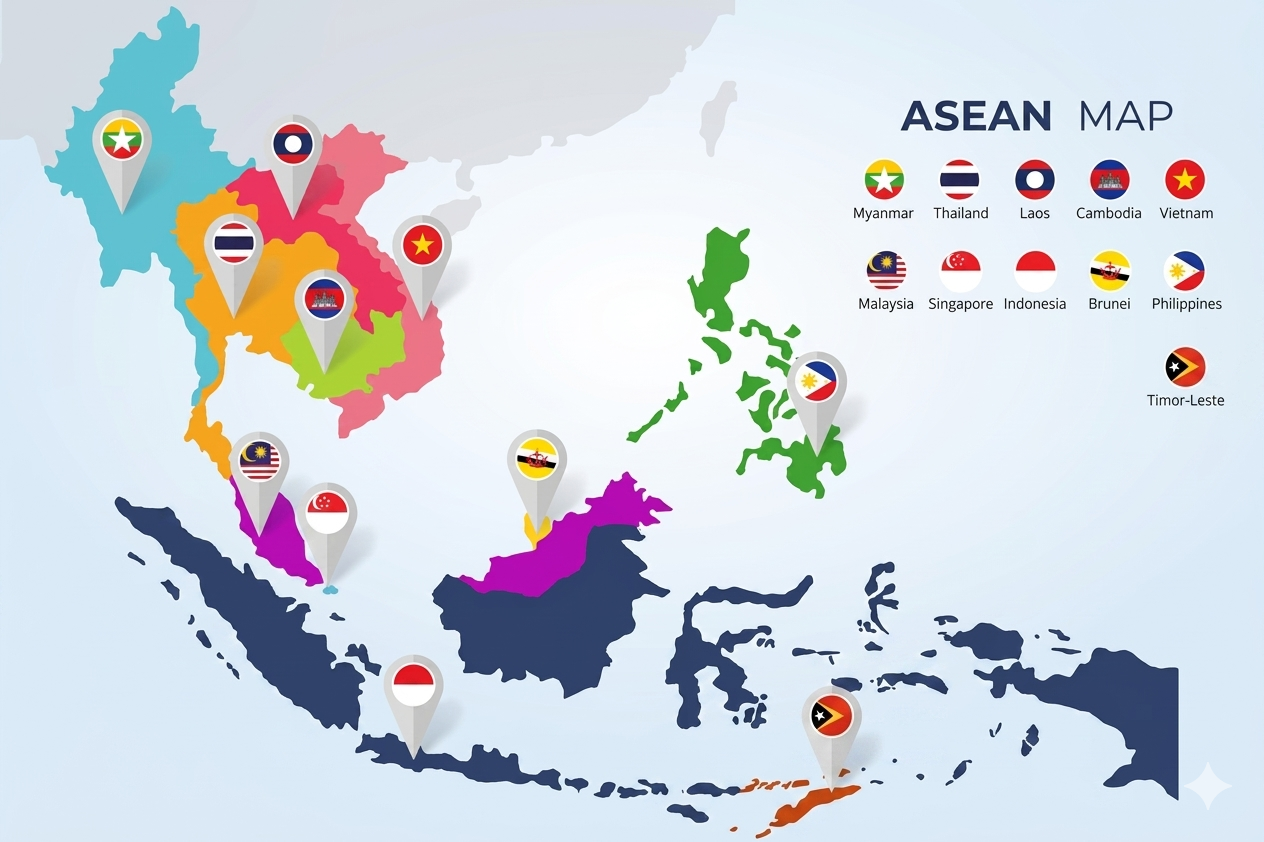 ASEAN Member States and Timor-Leste Map